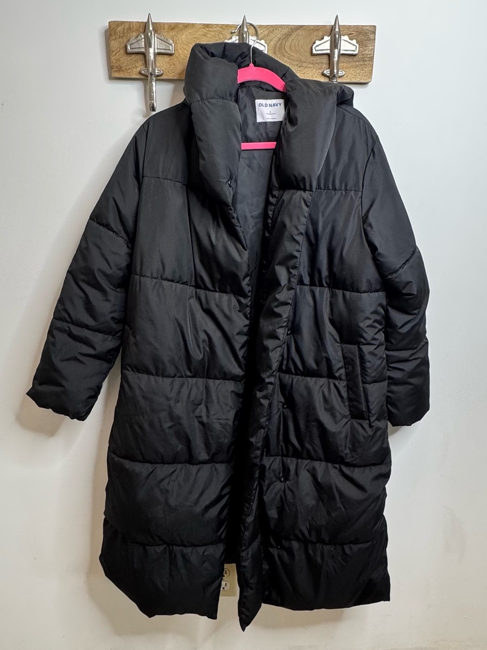Old Navy Black Quilted Long Puffer Jacket